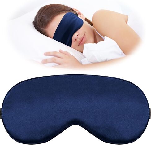 Silk Sleep Mask, Comfort Mulberry Silk Eye Mask for Sleeping, Blocking Light Blindfold with Elastic Strap, Soft Side Sleeper Eye Cover for Night Sleeping, Travel, Nap(Black) in Saudi Arabia