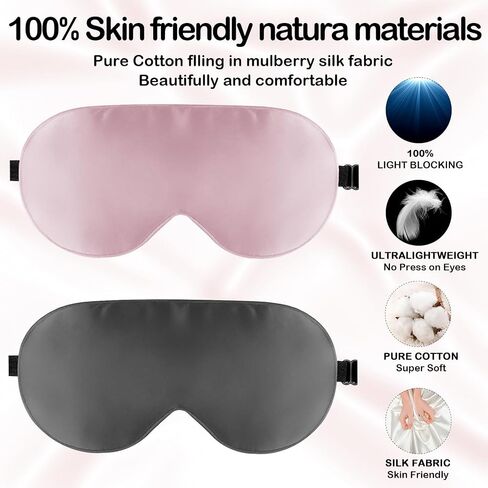 Sleep Mask, Zero Pressure Silk Eye Masks with Adjustable Strap for Sleep, eWish Eye Sleep Shade Cover, Blocks Light for Women and Men (Pink) in Saudi Arabia