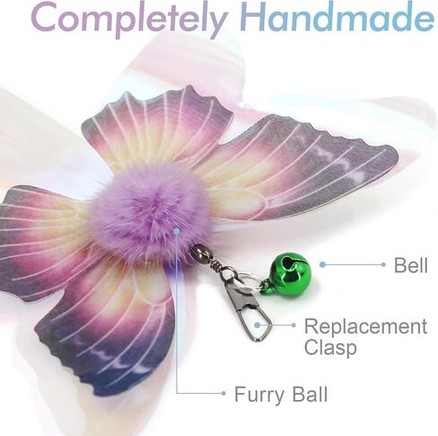 SONGWAY Cat Butterfly Toys Wand - 7 Pieces Cat Toy Set, Retractable Cat Wand with 6 Butterfly Cat Toys Replacement with Bells, Interactive Cat Toys for Indoor Cats Kittens in Saudi Arabia
