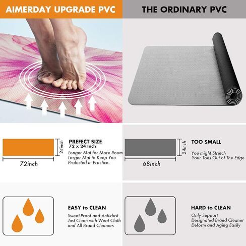 Premium Print Yoga Mat for Women Non Slip Exercise Mat with Carrying Strap & Mat Bag, 1/4" Extra Thick High Density Eco Friendly Large Yoga Mats for Fitness, Pilates & Home Floor Workout in Saudi Arabia