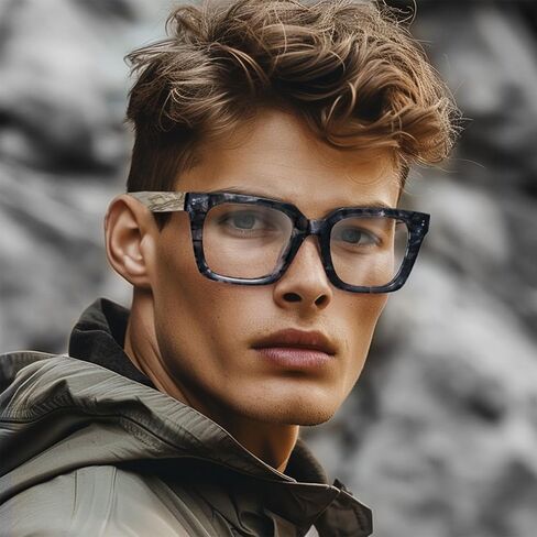 Zeelool Square Blue Light Glasses for Men Non Prescription Eyeglasses Frames Fashion Eyewear Glasses with Spring Hinges in Saudi Arabia