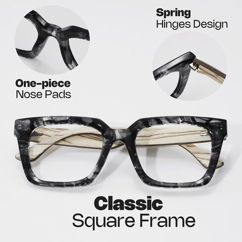 Zeelool Square Blue Light Glasses for Men Non Prescription Eyeglasses Frames Fashion Eyewear Glasses with Spring Hinges in Saudi Arabia