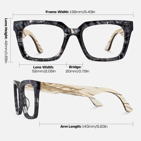 Zeelool Square Blue Light Glasses for Men Non Prescription Eyeglasses Frames Fashion Eyewear Glasses with Spring Hinges in Saudi Arabia
