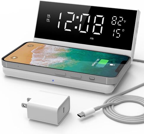 Charge Rise II, SFQ-20: Digital Alarm Clock, with Dual Alarms, Fast USB Charger and Wireless Charger, White in Saudi Arabia