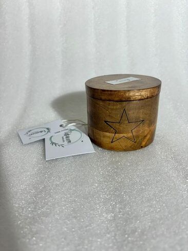 Antique Handcrafted Wooden Small Storage Container Star Engraved Round Candy Jar For Home Office Kitchen Decor in Saudi Arabia