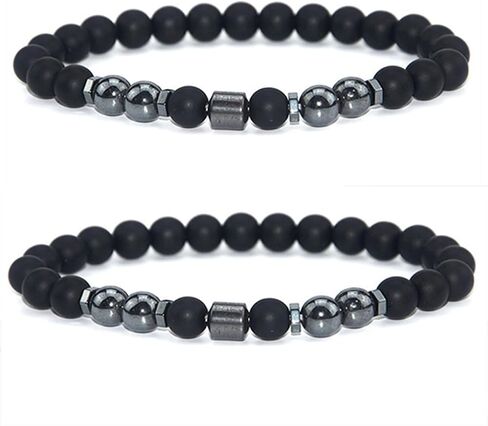 Anti Swe_lling Black Obsidian Anklet, Adjustable We_ight Loss Anklet Black Bracelet, Feng Shui Black Obsidian Anklet for Foot Pain Relief Jewelry for Men/Women (2pcs) in Saudi Arabia