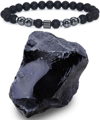 Anti Swe_lling Black Obsidian Anklet, Adjustable We_ight Loss Anklet Black Bracelet, Feng Shui Black Obsidian Anklet for Foot Pain Relief Jewelry for Men/Women (2pcs) in Saudi Arabia