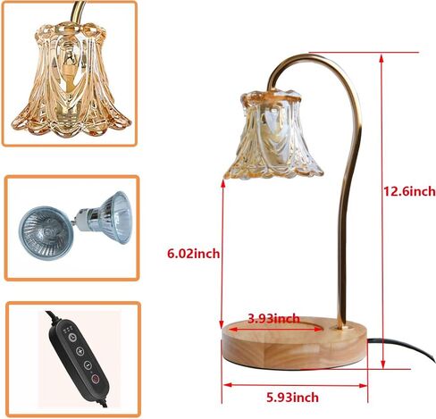 مصباح تسخين الشموع، مع لمبتين، مؤقت ومسخن ذوبان الشمع الخافت، يذوب الشمع للشموع المعطرة، يناسب مرطبان صغير كبير معطر، هدايا لديكور المنزل. (العنبر) in Kuwait