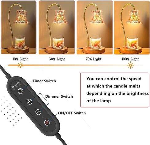 مصباح تسخين الشموع، مع لمبتين، مؤقت ومسخن ذوبان الشمع الخافت، يذوب الشمع للشموع المعطرة، يناسب مرطبان صغير كبير معطر، هدايا لديكور المنزل. (العنبر) in Kuwait