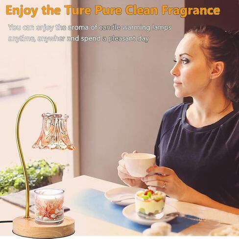 مصباح تسخين الشموع، مع لمبتين، مؤقت ومسخن ذوبان الشمع الخافت، يذوب الشمع للشموع المعطرة، يناسب مرطبان صغير كبير معطر، هدايا لديكور المنزل. (العنبر) in Kuwait