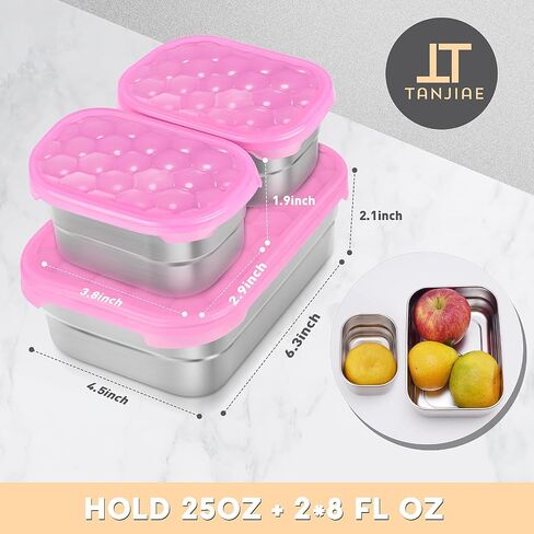 Tanjiae Stainless Steel Snack Containers for Kids and Toddlers | Easy Open Leak Proof Small Food Containers with Silicone Lids - Perfect Metal Lunch Box for Daycare and School (8oz, Set of 4) in Saudi Arabia