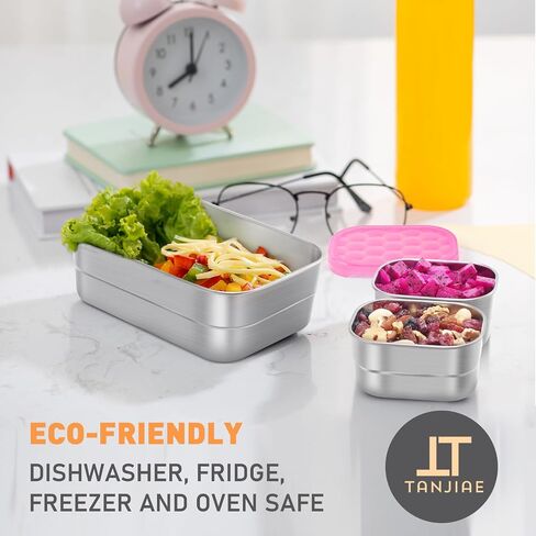 Tanjiae Stainless Steel Snack Containers for Kids and Toddlers | Easy Open Leak Proof Small Food Containers with Silicone Lids - Perfect Metal Lunch Box for Daycare and School (8oz, Set of 4) in Saudi Arabia