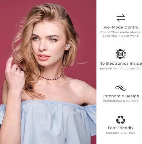 Earplugs for Noise Reduction, Two-Mode Reuseable Earplugs for Concerts,Work,Focus,Travel & Party with 7 Pairs Eartips,Hearing Ear Protection Earplugs - NRR of 15dB-30dB Noise Cancelling in Saudi Arabia