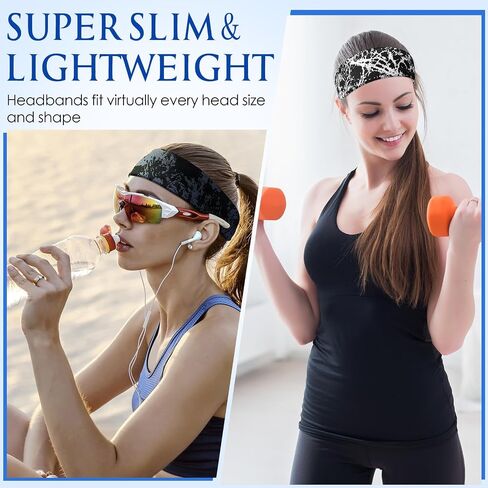 Suhine 18 Pack Sport Sweatbands Headbands for Men Women Workout Headbands Non Slip Headbands Sweat Wicking Guys Sweatband Breathable Headbands for Fitness Running Yoga Cycling in Saudi Arabia