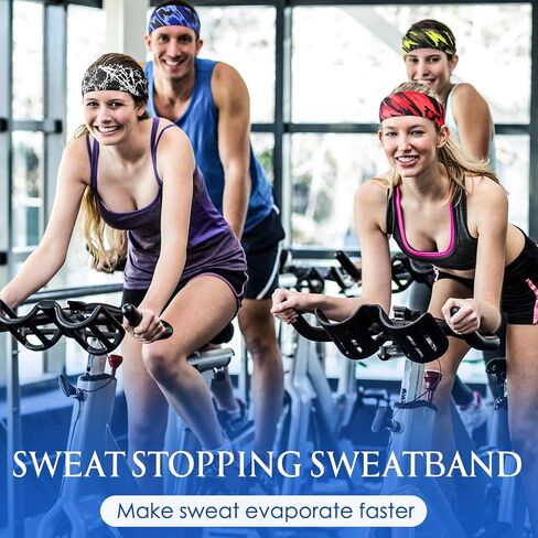 Suhine 18 Pack Sport Sweatbands Headbands for Men Women Workout Headbands Non Slip Headbands Sweat Wicking Guys Sweatband Breathable Headbands for Fitness Running Yoga Cycling in Saudi Arabia