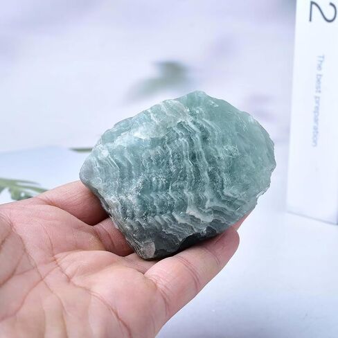Raw Fluorite Rock Stone Green Striped Fluorite Rough Healing Crystal Gemstone Specimen Home Decor 1.1lb in Saudi Arabia