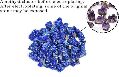 AMOYSTONE 1 Lb Bulk Amethyst Cluster Natural Blue Electroplated Crystal Raw Purple Quartz Crystals Amethyst Cluster Wholesale for Home Decor Gifts Reiki in Saudi Arabia