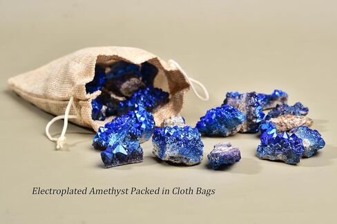 AMOYSTONE 1 Lb Bulk Amethyst Cluster Natural Blue Electroplated Crystal Raw Purple Quartz Crystals Amethyst Cluster Wholesale for Home Decor Gifts Reiki in Saudi Arabia