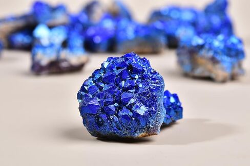 AMOYSTONE 1 Lb Bulk Amethyst Cluster Natural Blue Electroplated Crystal Raw Purple Quartz Crystals Amethyst Cluster Wholesale for Home Decor Gifts Reiki in Saudi Arabia