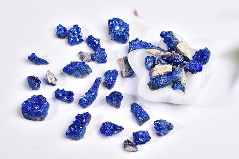 AMOYSTONE 1 Lb Bulk Amethyst Cluster Natural Blue Electroplated Crystal Raw Purple Quartz Crystals Amethyst Cluster Wholesale for Home Decor Gifts Reiki in Saudi Arabia