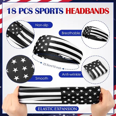 Suhine 18 Pack Sport Sweatbands Headbands for Men Women Workout Headbands Non Slip Headbands Sweat Wicking Guys Sweatband Breathable Headbands for Fitness Running Yoga Cycling in Saudi Arabia