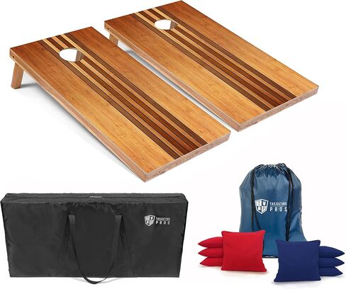 Tailgating Pros Cornhole Boards - 4'x2' Wood Pattern Cornhole Game w/Carrying Case & Set of 8 Corn Hole Bean Bags w/Tote in Saudi Arabia