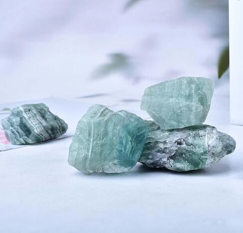 Raw Fluorite Rock Stone Green Striped Fluorite Rough Healing Crystal Gemstone Specimen Home Decor 1.1lb in Saudi Arabia