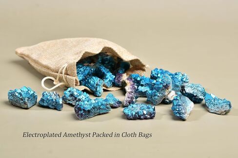 AMOYSTONE 1 Lb Bulk Amethyst Cluster Natural Blue Electroplated Crystal Raw Purple Quartz Crystals Amethyst Cluster Wholesale for Home Decor Gifts Reiki in Saudi Arabia