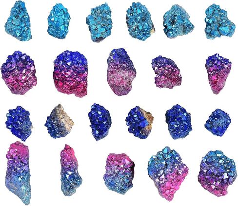 AMOYSTONE 1 Lb Bulk Amethyst Cluster Natural Blue Electroplated Crystal Raw Purple Quartz Crystals Amethyst Cluster Wholesale for Home Decor Gifts Reiki in Saudi Arabia
