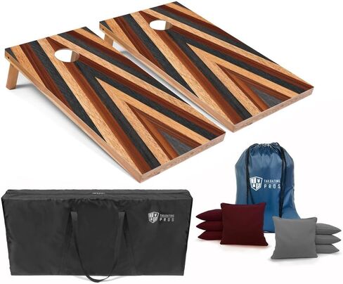 Tailgating Pros Cornhole Boards - 4'x2' Wood Pattern Cornhole Game w/Carrying Case & Set of 8 Corn Hole Bean Bags w/Tote in Saudi Arabia