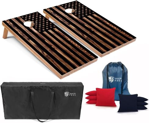 Tailgating Pros Cornhole Boards - 4'x2' Wood Pattern Cornhole Game w/Carrying Case & Set of 8 Corn Hole Bean Bags w/Tote in Saudi Arabia