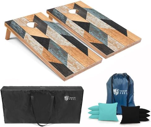 Tailgating Pros Cornhole Boards - 4'x2' Wood Pattern Cornhole Game w/Carrying Case & Set of 8 Corn Hole Bean Bags w/Tote in Saudi Arabia