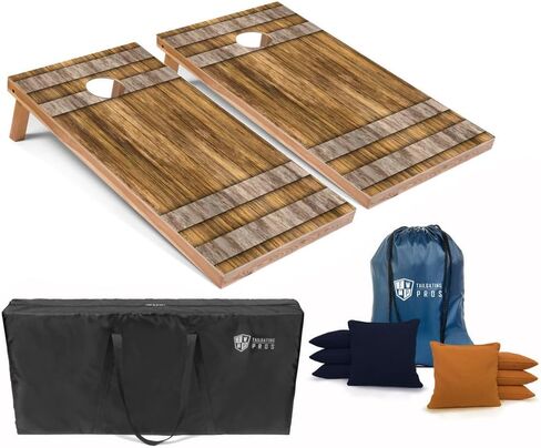 Tailgating Pros Cornhole Boards - 4'x2' Wood Pattern Cornhole Game w/Carrying Case & Set of 8 Corn Hole Bean Bags w/Tote in Saudi Arabia