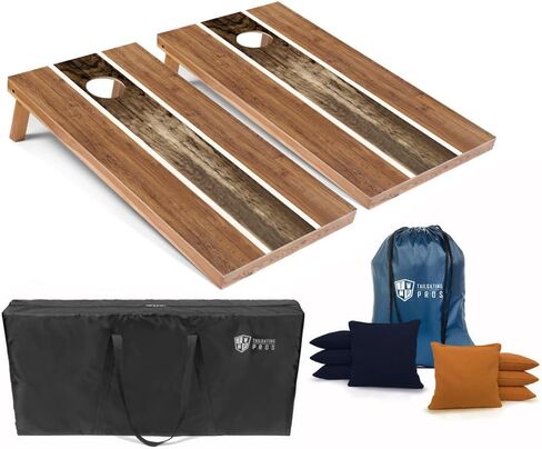 Tailgating Pros Cornhole Boards - 4'x2' Wood Pattern Cornhole Game w/Carrying Case & Set of 8 Corn Hole Bean Bags w/Tote in Saudi Arabia
