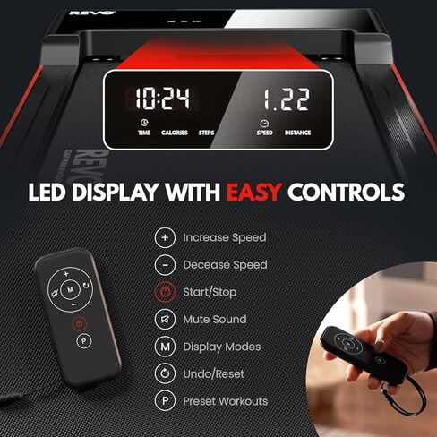 جهاز سير للمشي من ريفو للمنزل مع جهاز تحكم عن بعد | أجهزة المشي المحمولة تحت المكتب بنطاق سرعة يتراوح من 0.5 إلى 4 ميل في الساعة | أقصى وزن 300 رطل وأقصى ارتفاع 6 أقدام و6 بوصات | مدعومة بوعد لمدة عامين in Kuwait