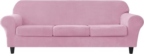 CONRUSER 4 Pieces Stretch Sofa Slipcover, Soft Velvet Oversized Sofa Covers for 3 Cushion Couch Thick Furniture Protector for Pets & Kids (Green) in Saudi Arabia