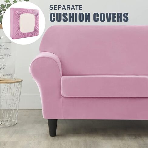 CONRUSER 4 Pieces Stretch Sofa Slipcover, Soft Velvet Oversized Sofa Covers for 3 Cushion Couch Thick Furniture Protector for Pets & Kids (Green) in Saudi Arabia