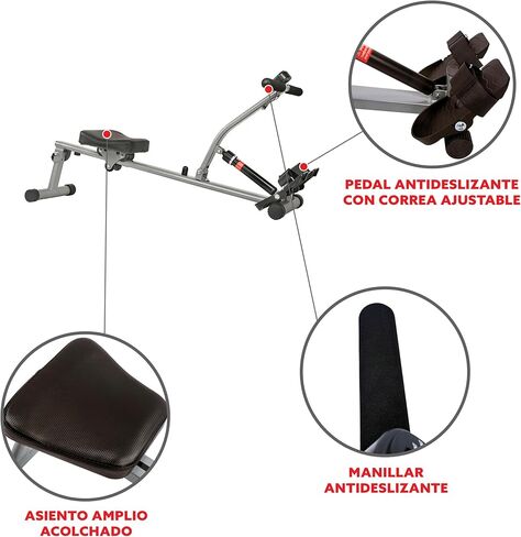 Sunny Health & Fitness Compact Adjustable Rowing Machine with 12 Levels of Complete Body Workout Resistance and Optional SunnyFit App Enhanced Connectivity in Kuwait