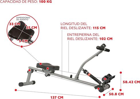 Sunny Health & Fitness Compact Adjustable Rowing Machine with 12 Levels of Complete Body Workout Resistance and Optional SunnyFit App Enhanced Connectivity in Kuwait