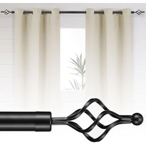Black Curtain Rods for Windows 48 to 84, 1 Inch Diameter Window Curtain Rod, Heavy Duty Drapery Curtain Rods for Bedroom kitchen