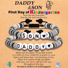 Back to School Bracelets for Boys, First Day of Kindergarten Gifts Son Bracelet from Dad, First Day of School Bracelets as Back to School Gift