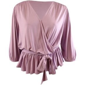 Lauren Ralph Lauren Women's Jersey Peplum Blouse (Scottish Primrose, Small)