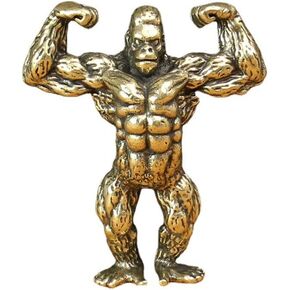 Wwxuanke 1Pcs Solid Copper Simulation Muscle Gorilla Decorations Brass Bodybuilder Gorilla Miniature Figurines Gorilla Desk Decoration Crafts Gift Brass Animal Home Living Room Ornaments