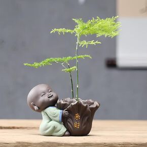 Ceramic Laughing Buddha Statue Purple Clay Maitreya Buddha Statue Happy Baby Buddha Statue Monk Figurine Office Desktop Mini Statue Tea Ornaments Home Decor Decoration (Style J)