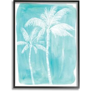 Stupell Industries White Palm Tree Beach Blue Tropic Painting, Design by Kamdon Kreations, 24 x 30