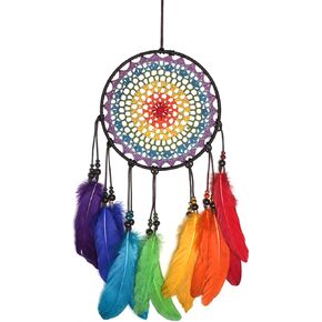 Dream Catcher Wall Decor, Dream Catcher Kit with Feathers and Beads Pendant, Dream Catcher for Girls, Handwoven Dream Catchers for Bedroom Living Room Decoration (green)