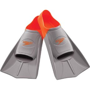 Speedo unisex adult Swim Training Fins Rubber Short Blade Footwear, Blue/Grey, Medium 6 7 US