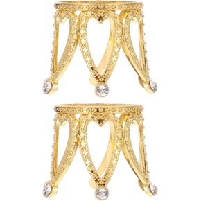 Wakauto 2Pcs Crystal Ball Display Stand Mini Crown Design Crystals Sphere Holder Easter Egg Small Collectibles Display Base for Glass Balls Quartz Orb Egg Golden