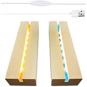 Rectangle Display Pedestal Multicolor Wood, 6 inch Rectangle Led Lights Display Base, Crystal Wooden Lighted Base Stand for Crystal Display Glass Art Pedestal Paperweighs