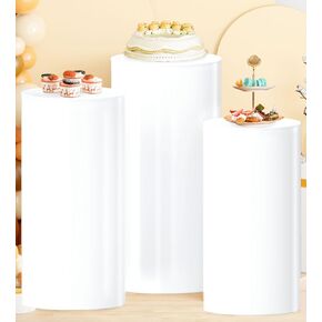 Cylinder Pedestal Stand 3Pcs White Round Cylinder Stand Pedestal Large Round Cylinder Pedestal Tables for Parties Pedestal Display Plinth Pillars for Wedding Ceremony Party Supplies
